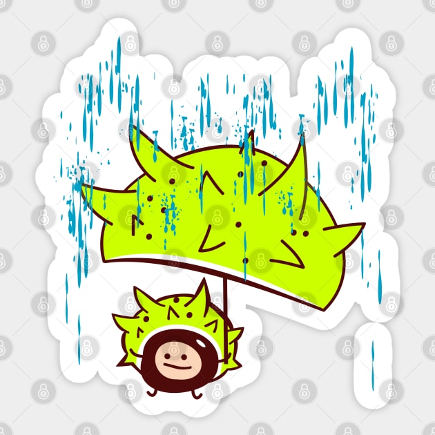 Funny chestnut in the rain Sticker by spontania